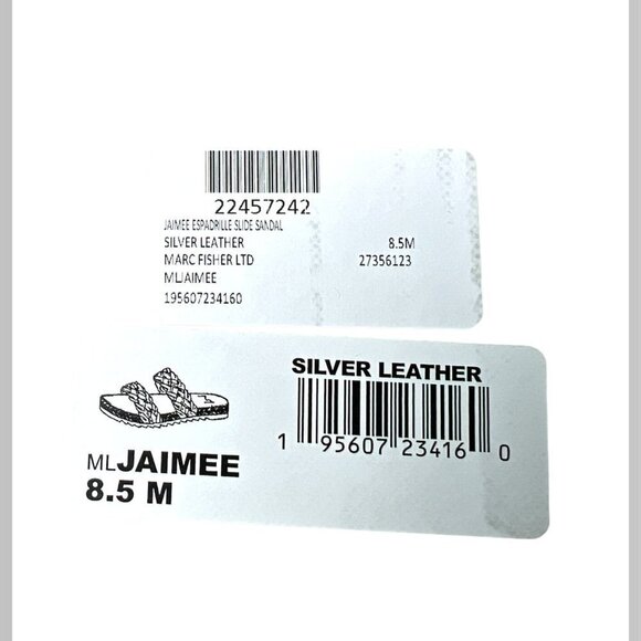 Marc Fisher Womens Silver Leather Platform Espadrille Slide Sandals Sz 8.5 New - Picture 6 of 11